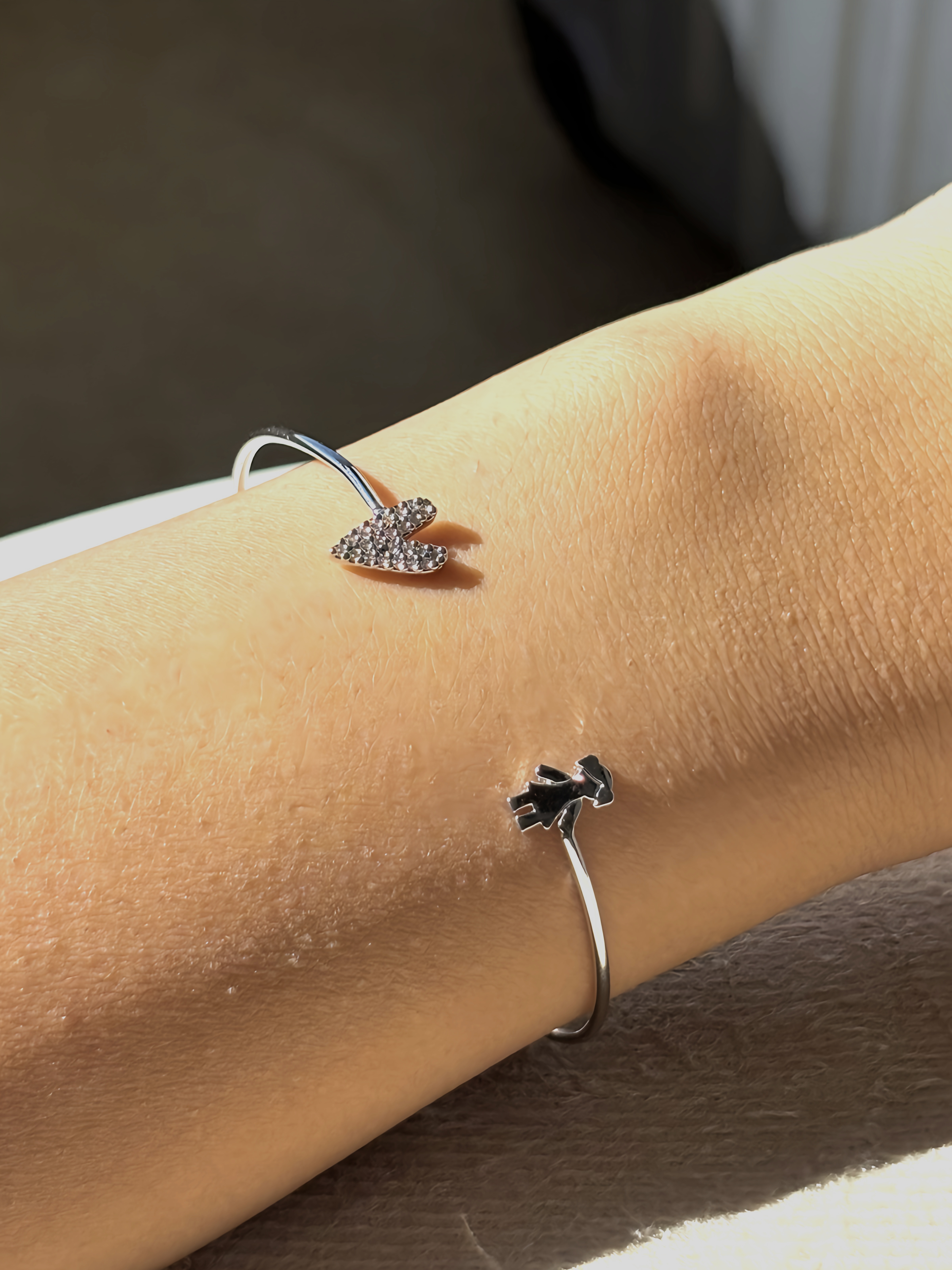 Braceletes Coração e Menino Prateados