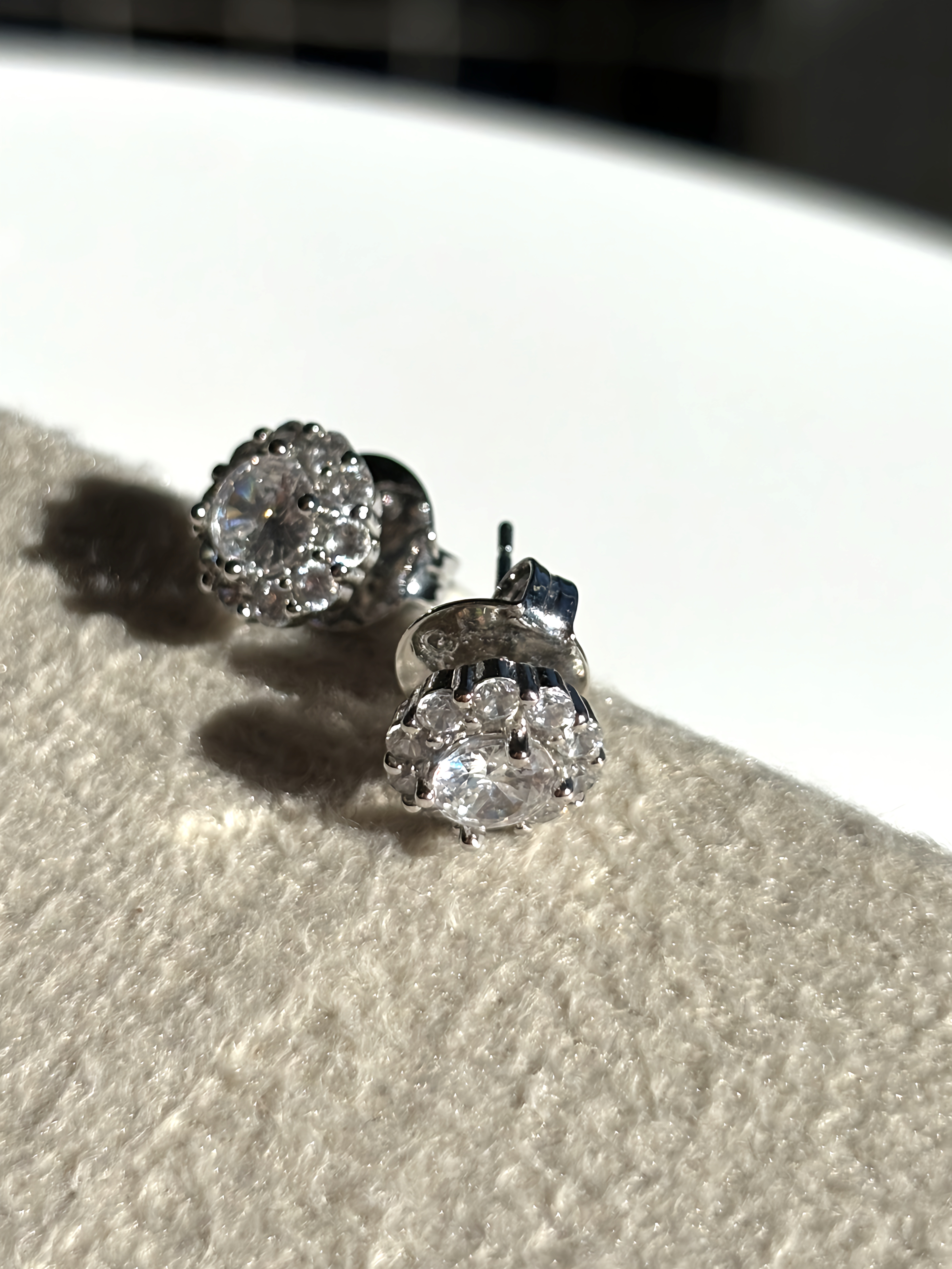 Brinco Flor Pedra Ródio